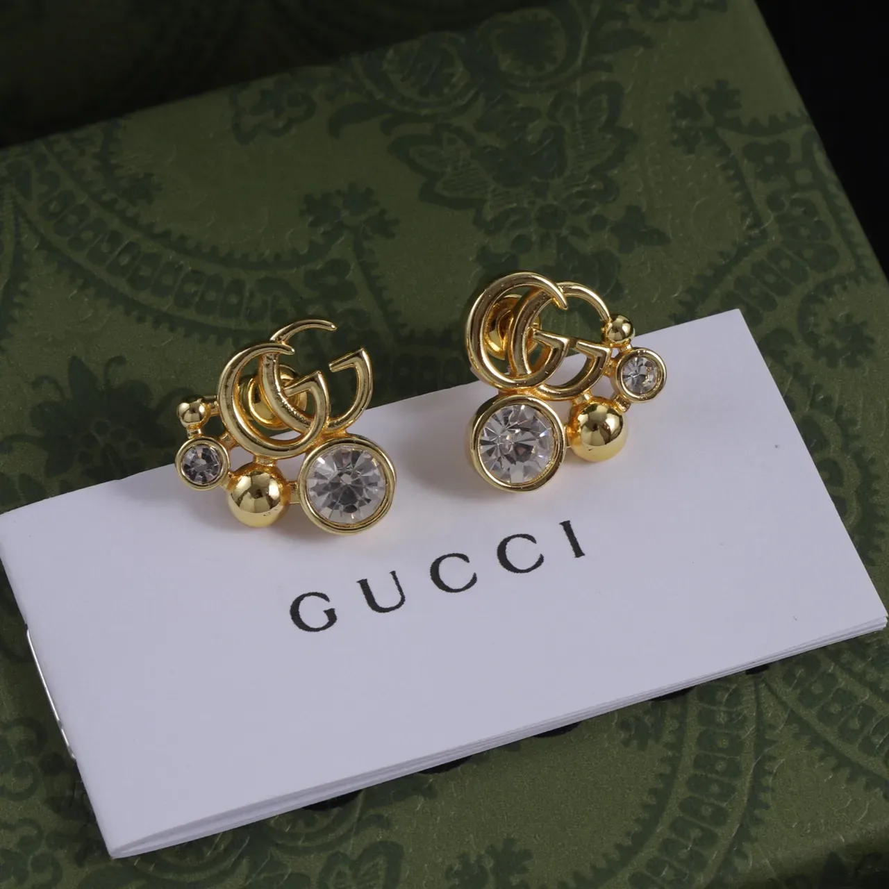 Gucci GG Marmont Crystal and Sphere Stud Earrings 5
