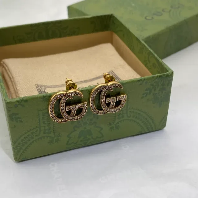 Gucci GG Marmont Crystal Pavé Interlocking G Stud Earrings 4