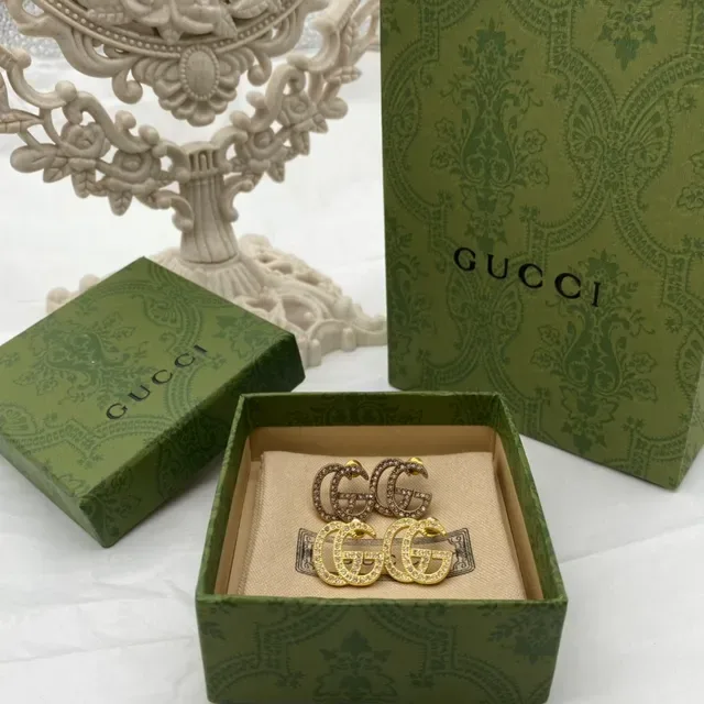 Gucci GG Marmont Crystal Pavé Interlocking G Stud Earrings 5