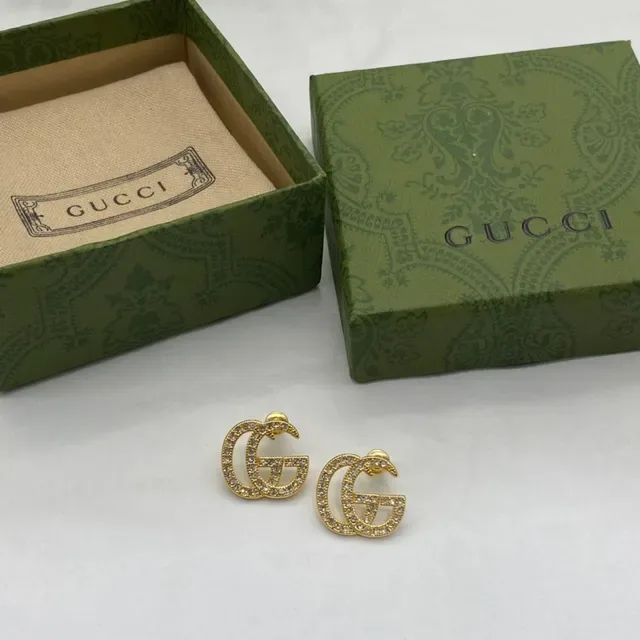 Gucci GG Marmont Crystal Pavé Interlocking G Stud Earrings 6