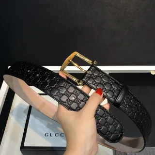 Gucci GG Marmont Embossed Black Leather Belt