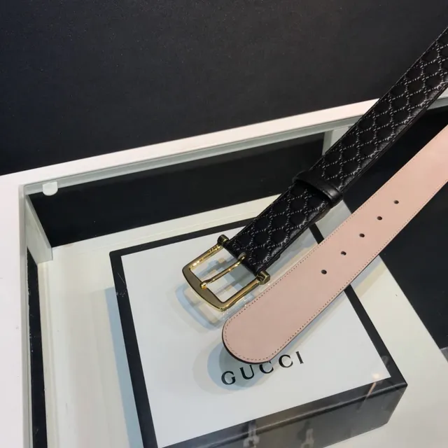 Gucci GG Marmont Embossed Black Leather Belt 2
