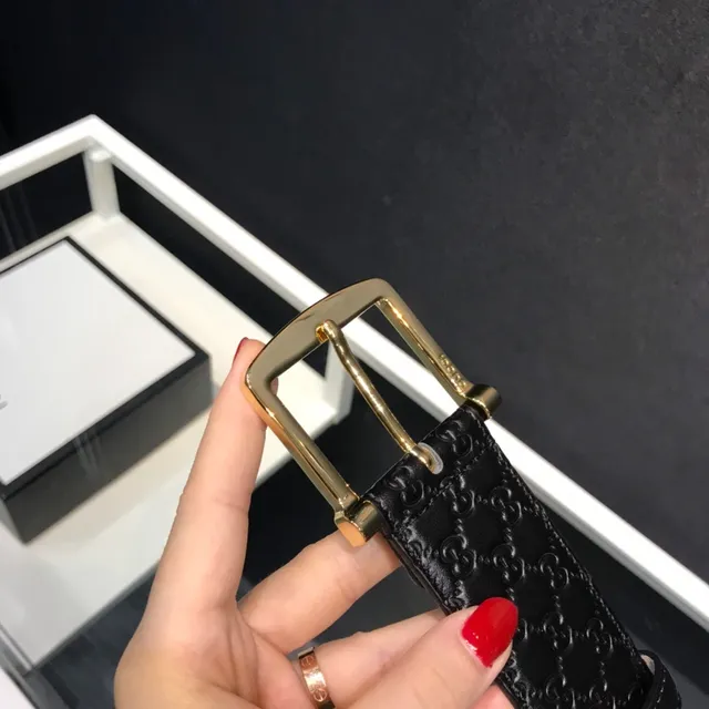 Gucci GG Marmont Embossed Black Leather Belt 4