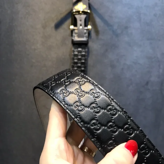 Gucci GG Marmont Embossed Black Leather Belt 7