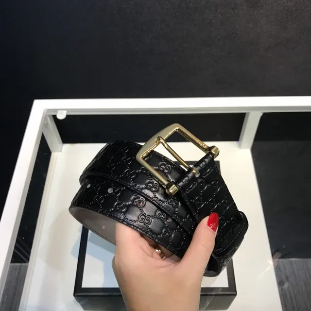 Gucci GG Marmont Embossed Black Leather Belt 8