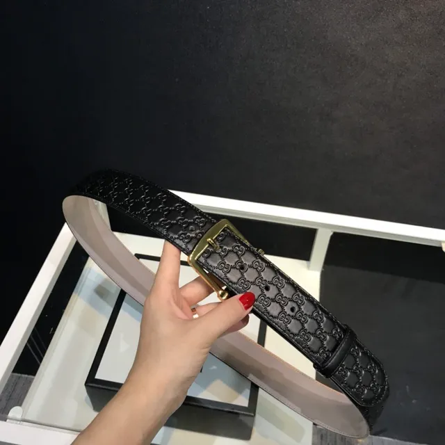 Gucci GG Marmont Embossed Black Leather Belt 9
