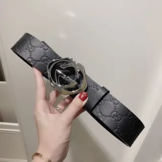 Gucci GG Marmont Embossed Monogram Black Leather Belt