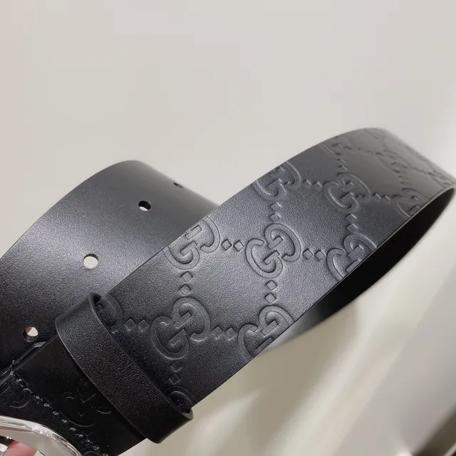 Gucci GG Marmont Embossed Monogram Black Leather Belt 2