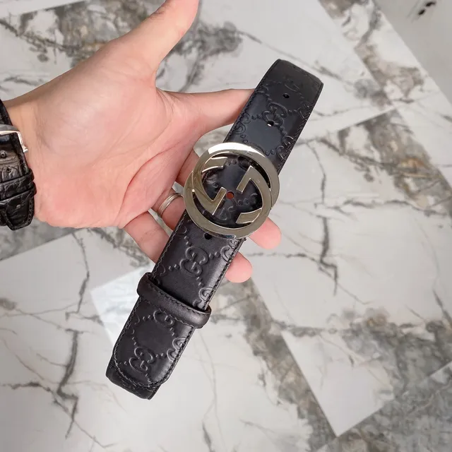 Gucci GG Marmont Embossed Monogram Black Leather Belt 3