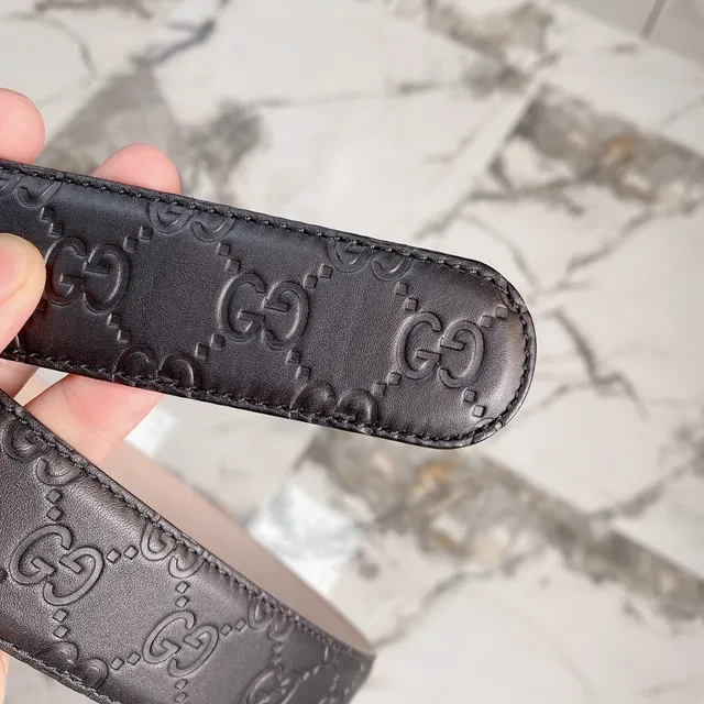 Gucci GG Marmont Embossed Monogram Black Leather Belt 5