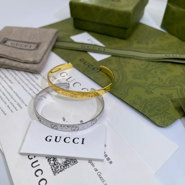 Gucci GG Marmont Engraved Gold and Silver Tone Bracelets 4