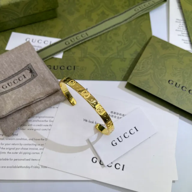 Gucci GG Marmont Engraved Gold and Silver Tone Bracelets 5