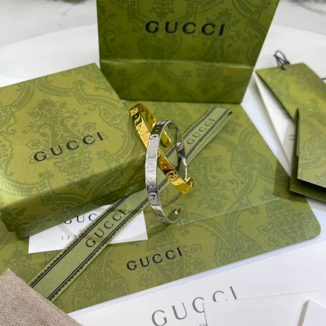 Gucci GG Marmont Engraved Gold and Silver Tone Bracelets 6