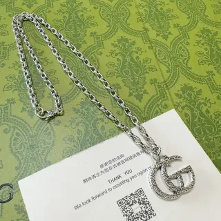 Gucci GG Marmont فيليجري متشابك G فضي قلادة