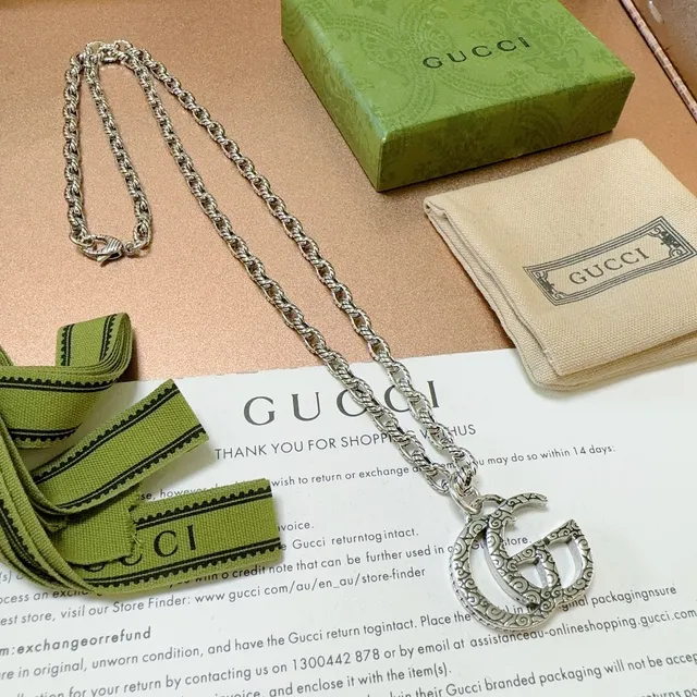 Gucci GG Marmont Filigree Interlocking G Silver Necklace 6