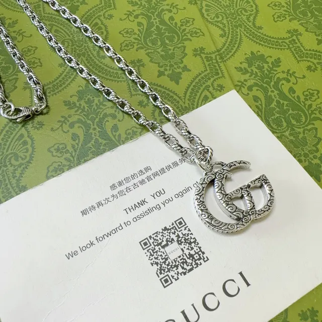 Gucci GG Marmont Filigree Interlocking G Silver Necklace 7