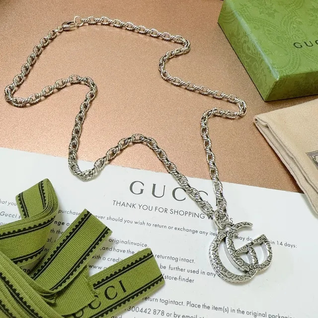 Gucci GG Marmont Filigree Interlocking G Silver Necklace 9