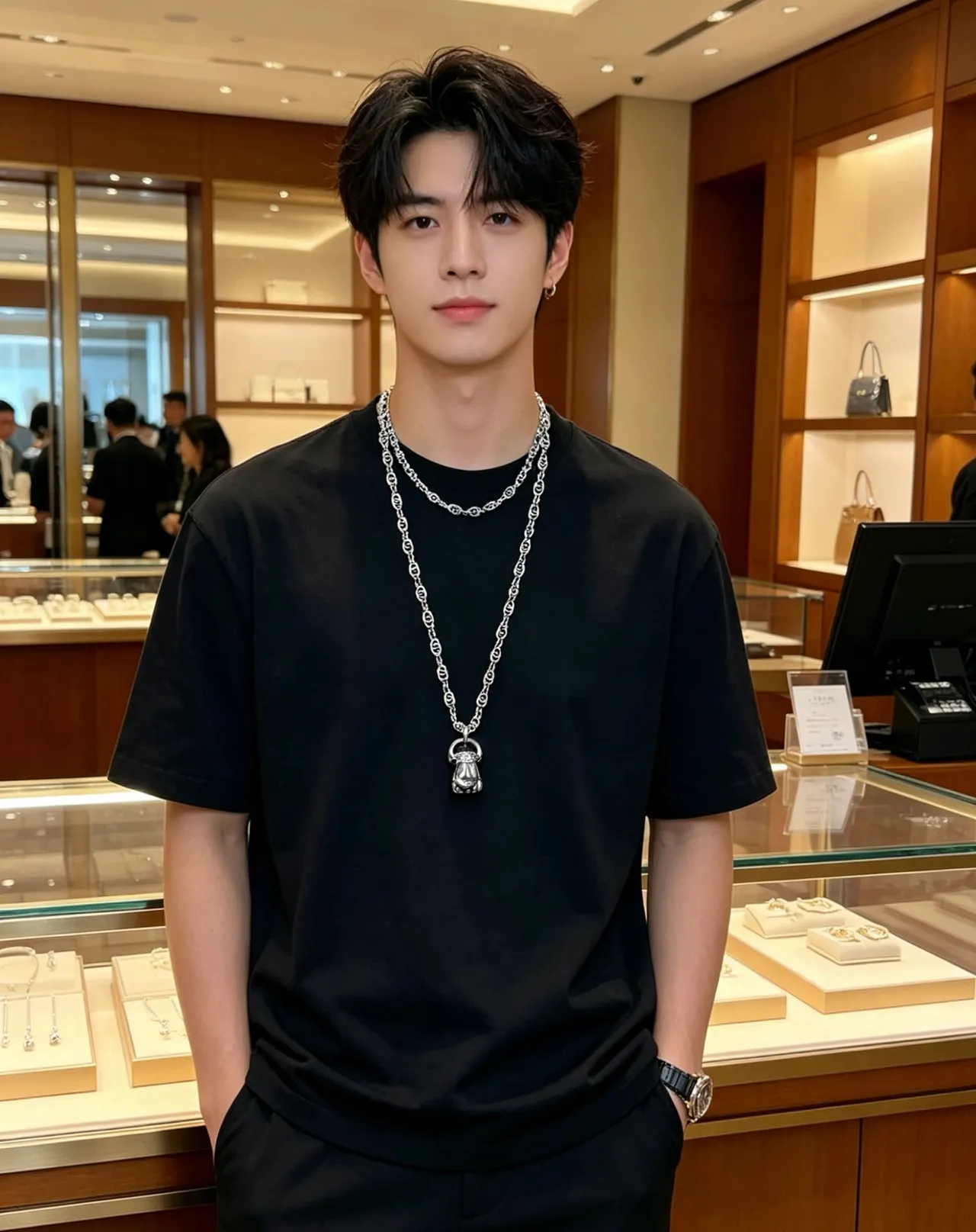 Gucci GG Marmont Fist Pendant Silver-Tone Necklace 5