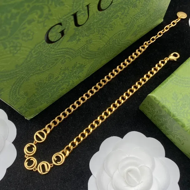 Gucci GG Marmont Gold Black Chain-Link Interlocking G Motif Necklace 5