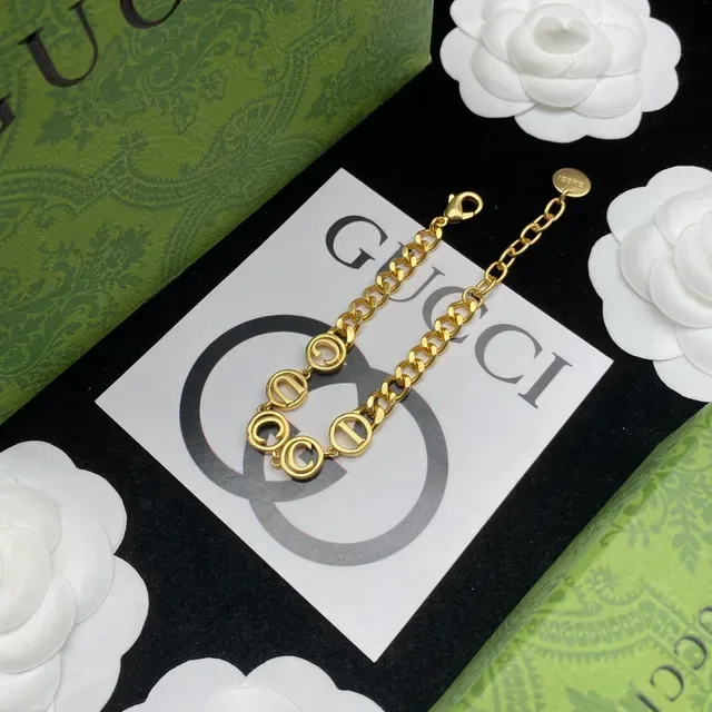 Gucci GG Marmont Gold Black Chain-Link Interlocking G Motif Necklace 7
