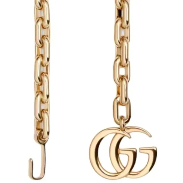 Gucci GG Marmont Gold Curb Chain Interlocking Double-G Pendant Fashion Belt Bag 7