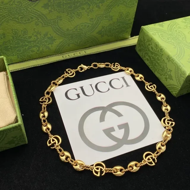 Gucci GG Marmont Gold Interlocking Motif Necklace 4