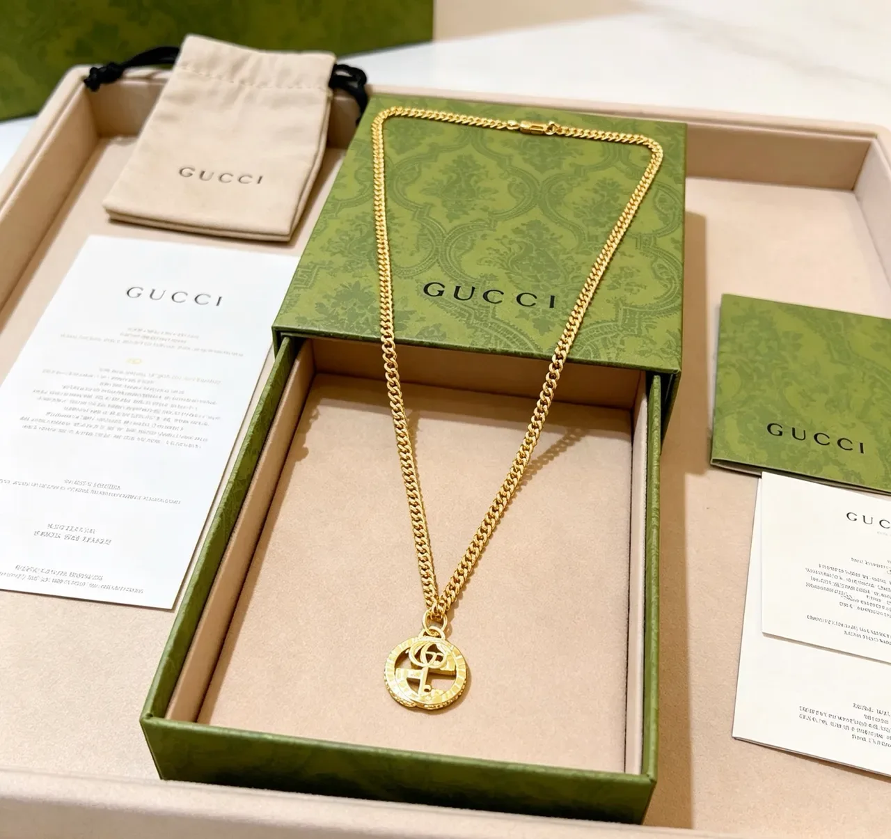 Gucci GG Marmont Gold-Tone Curb Chain Necklace 3