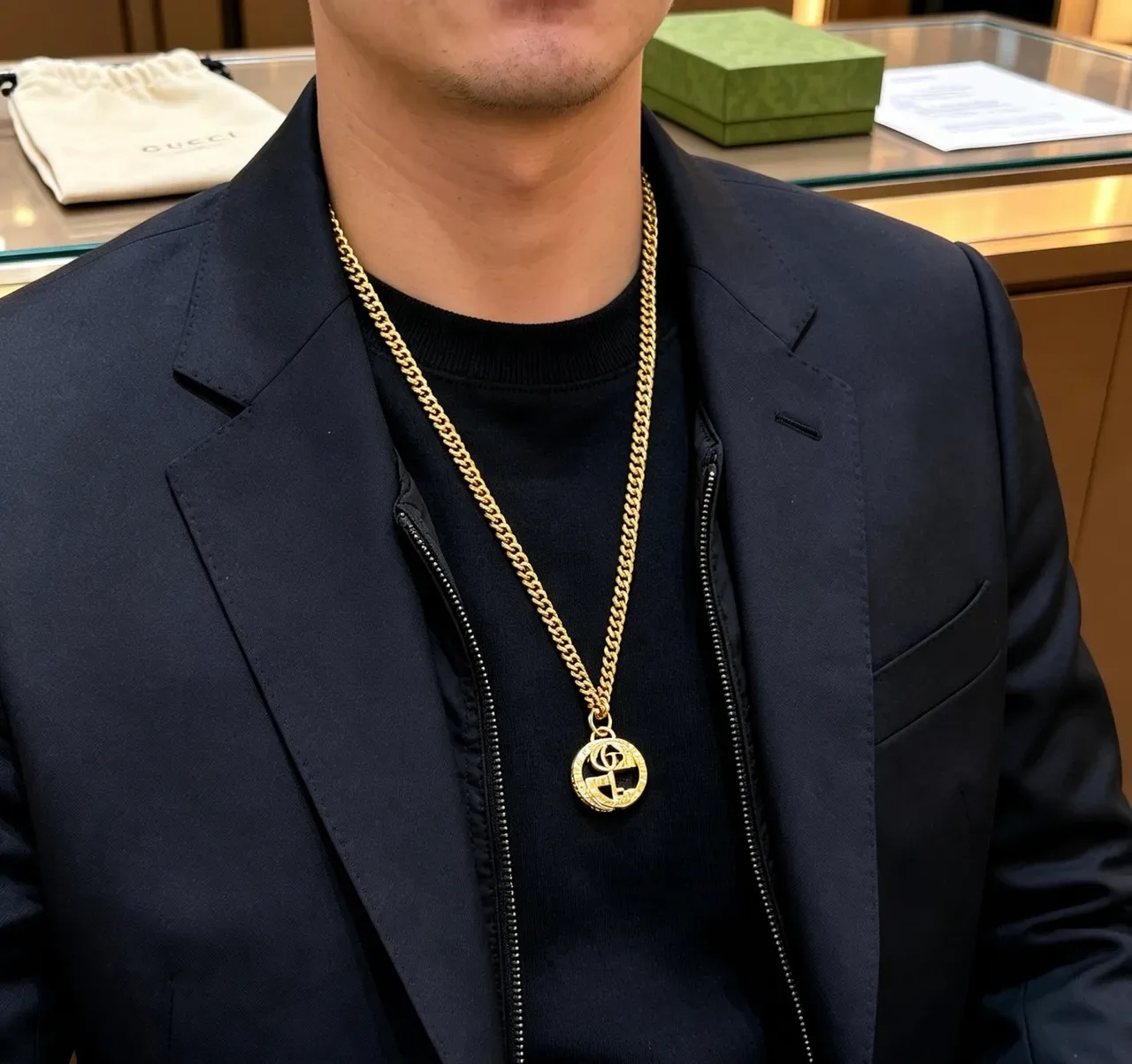Gucci GG Marmont Gold-Tone Curb Chain Necklace 4