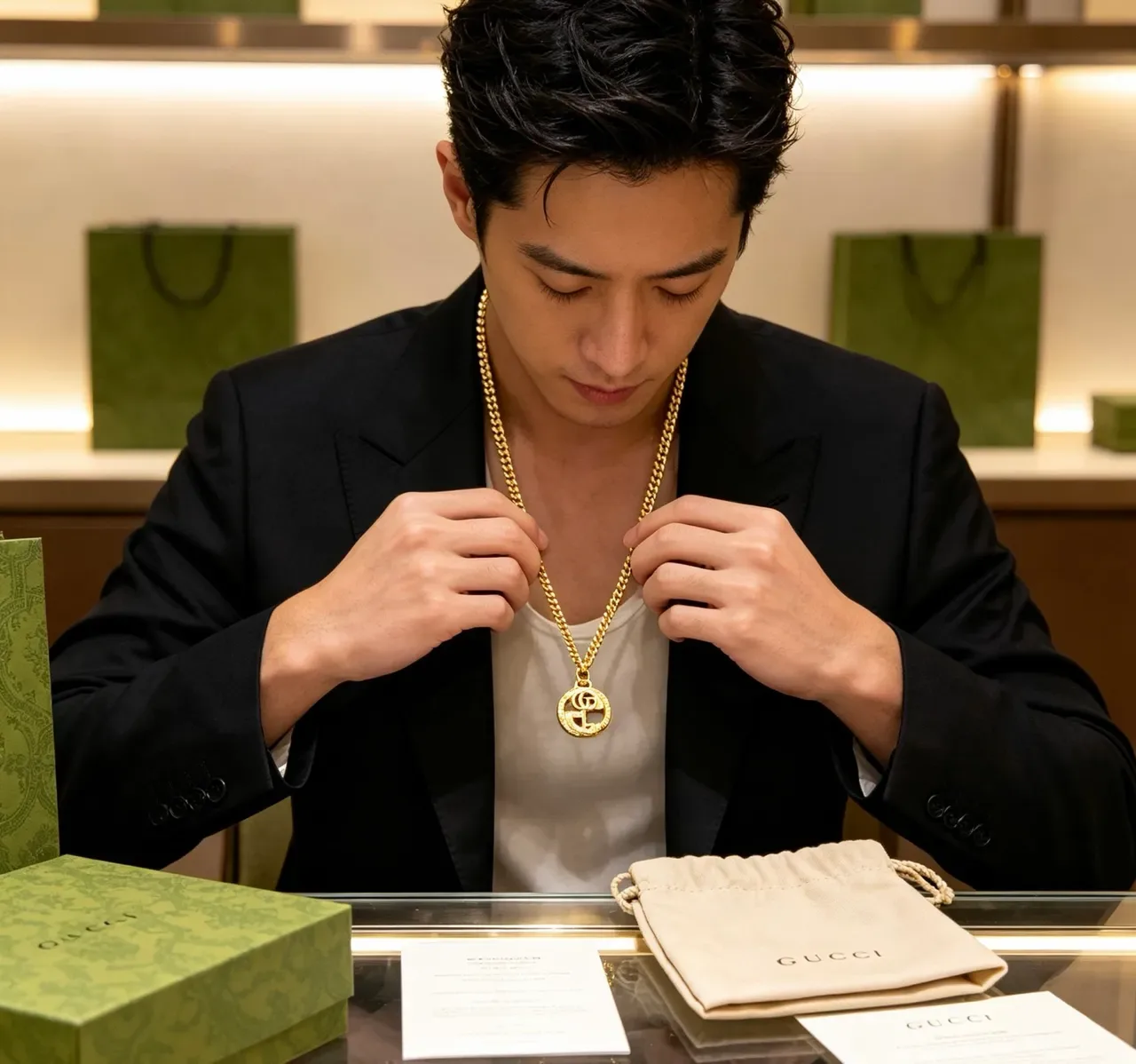 Gucci GG Marmont Gold-Tone Curb Chain Necklace 5