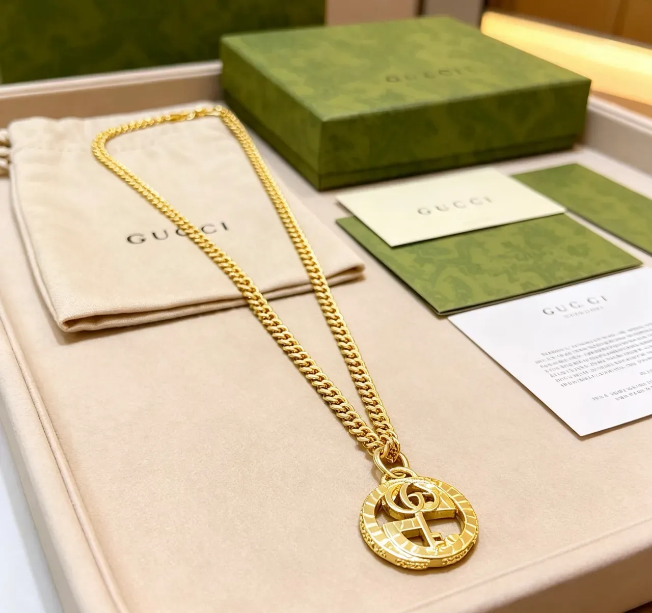 Gucci GG Marmont Gold-Tone Curb Chain Necklace 6