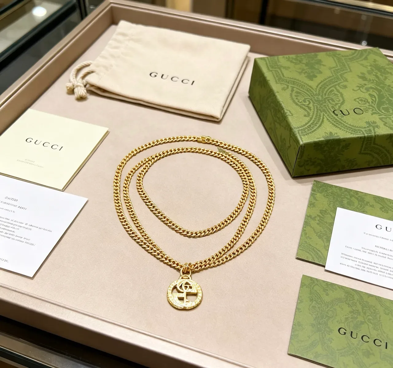 Gucci GG Marmont Gold-Tone Curb Chain Necklace 7