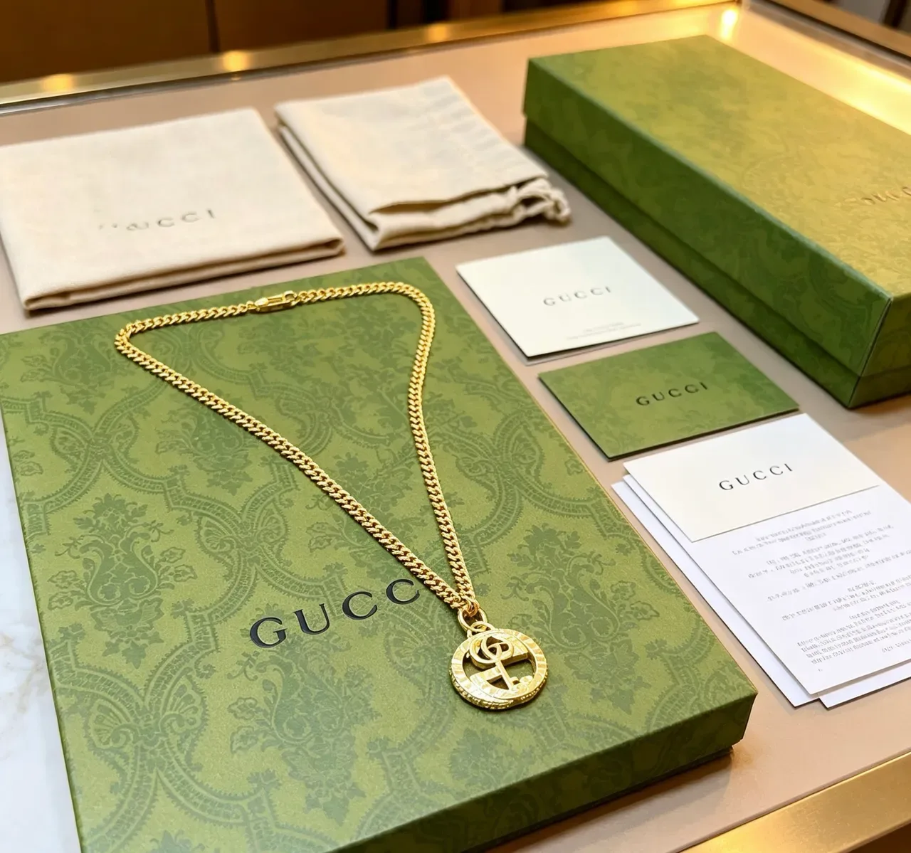 Gucci GG Marmont Gold-Tone Curb Chain Necklace 9
