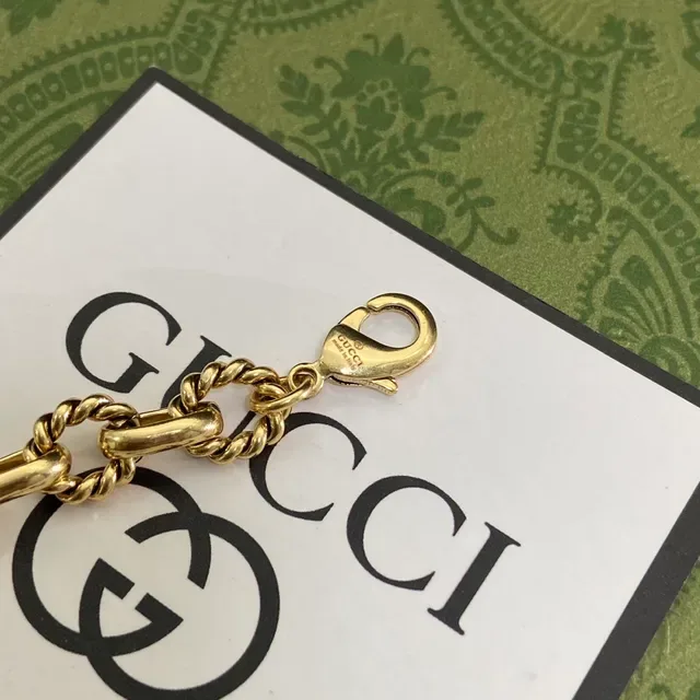 Gucci GG Marmont Gold Twisted Rope-Link Chain Interlocking G Pendant Bracelet 2