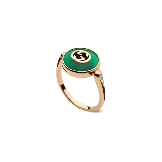 Gucci GG Marmont ذهب أخضر خاتم كابوشون إطار دوّار