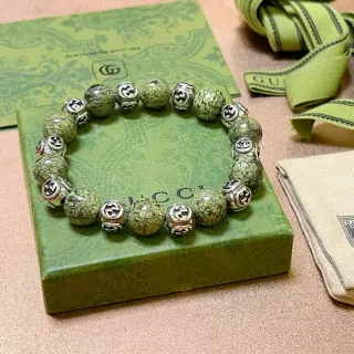 Gucci GG Marmont हरी चांदी बेजुड़ी interlocking G charms कंगन
