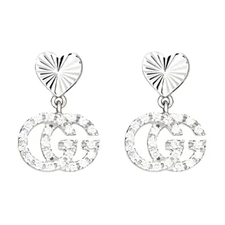 Gucci GG Marmont Heart and Double G Crystal Earrings