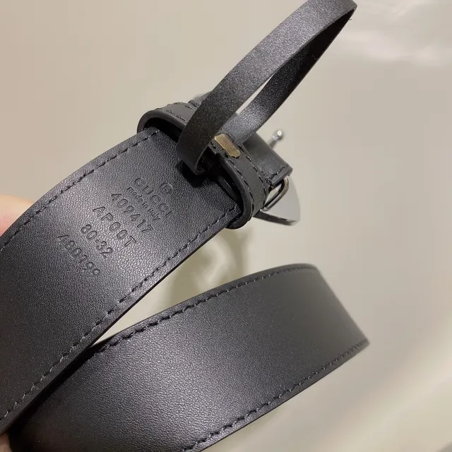 Gucci GG Marmont Heart Buckle Black Leather Belt 3