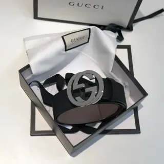 Gucci GG Marmont Interlocking G Black Leather Belt