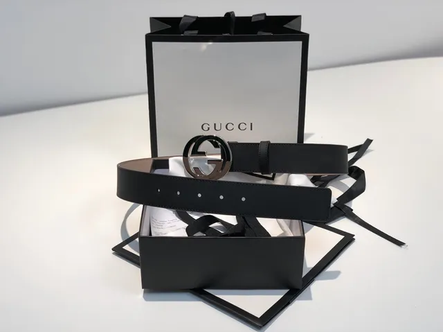 Gucci GG Marmont Interlocking G Black Leather Belt 3
