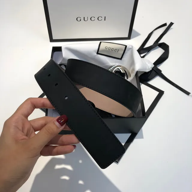 Gucci GG Marmont Interlocking G Black Leather Belt 4