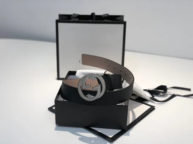 Gucci GG Marmont Interlocking G Black Leather Belt 6