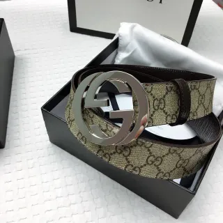 Gucci GG Marmont Interlocking G Buckle Beige Monogram Leather Belt