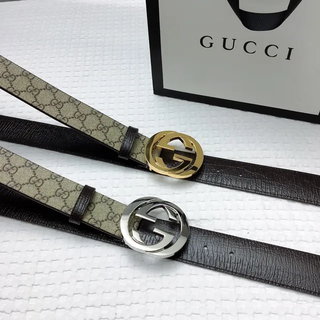 Gucci GG Marmont Interlocking G Buckle Beige Monogram Leather Belt 5