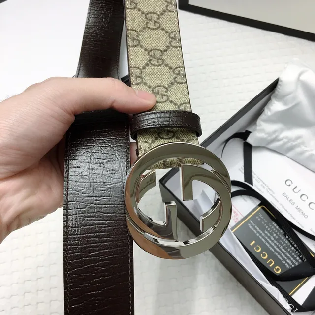 Gucci GG Marmont Interlocking G Buckle Beige Monogram Leather Belt 8