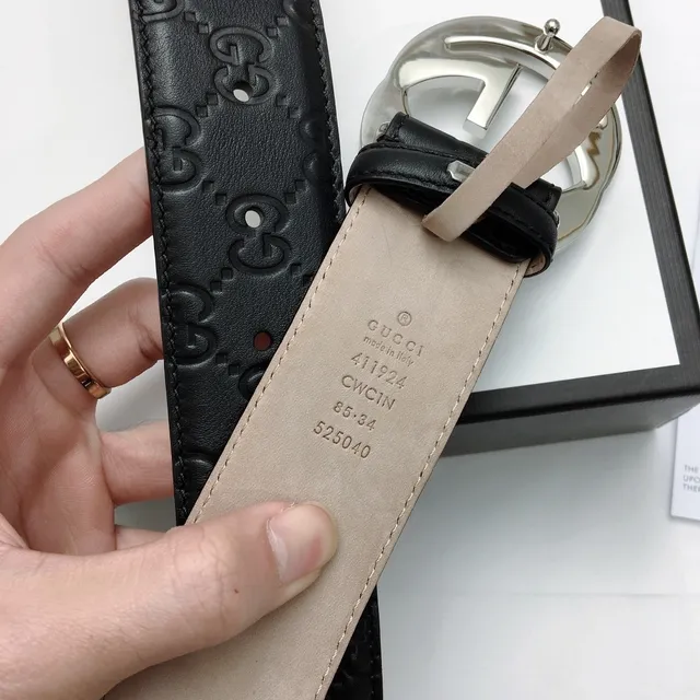 Gucci GG Marmont Interlocking G Buckle Black Leather Belt 7