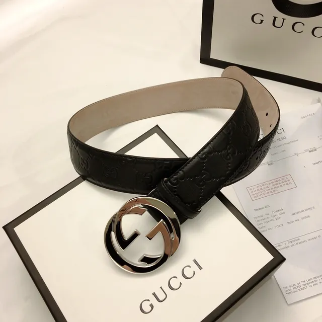Gucci GG Marmont Interlocking G Buckle Black Leather Belt 9