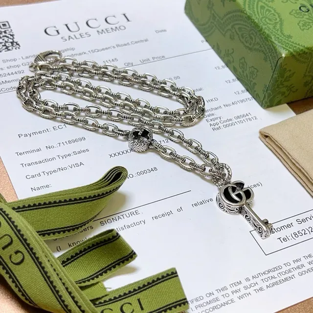 Gucci GG Marmont Interlocking G Key Silver Necklace 3