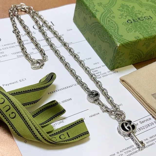 Gucci GG Marmont Interlocking G Key Silver Necklace 4