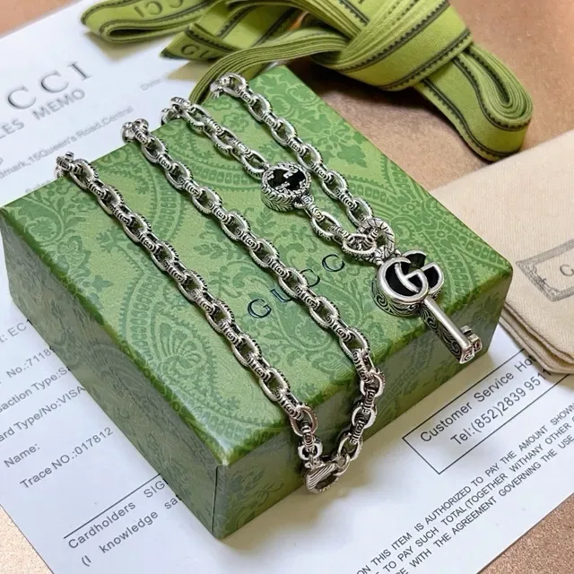 Gucci GG Marmont Interlocking G Key Silver Necklace 9