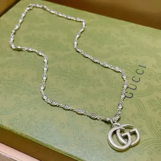 Gucci GG Marmont Interlocking G Pendant Silver-Tone Necklace
